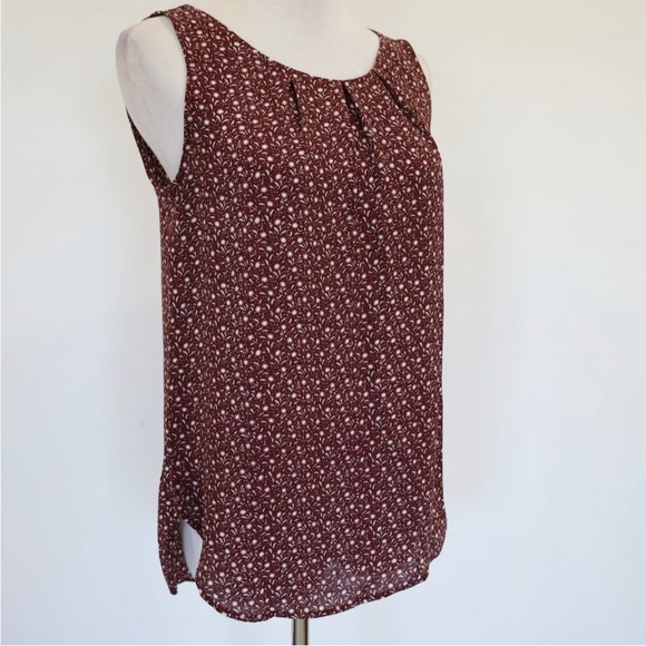 ANN TAYLOR LOFT Size 0 Gray Burgundy Pencil Skirt Blouse Set Career Office - Picture 7 of 14